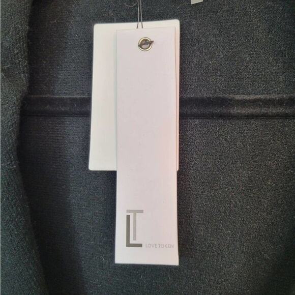 Love Token Poncho Cardigan Sweater Womens Size Medium Large Black Minimalist NEW - Picture 8 of 14